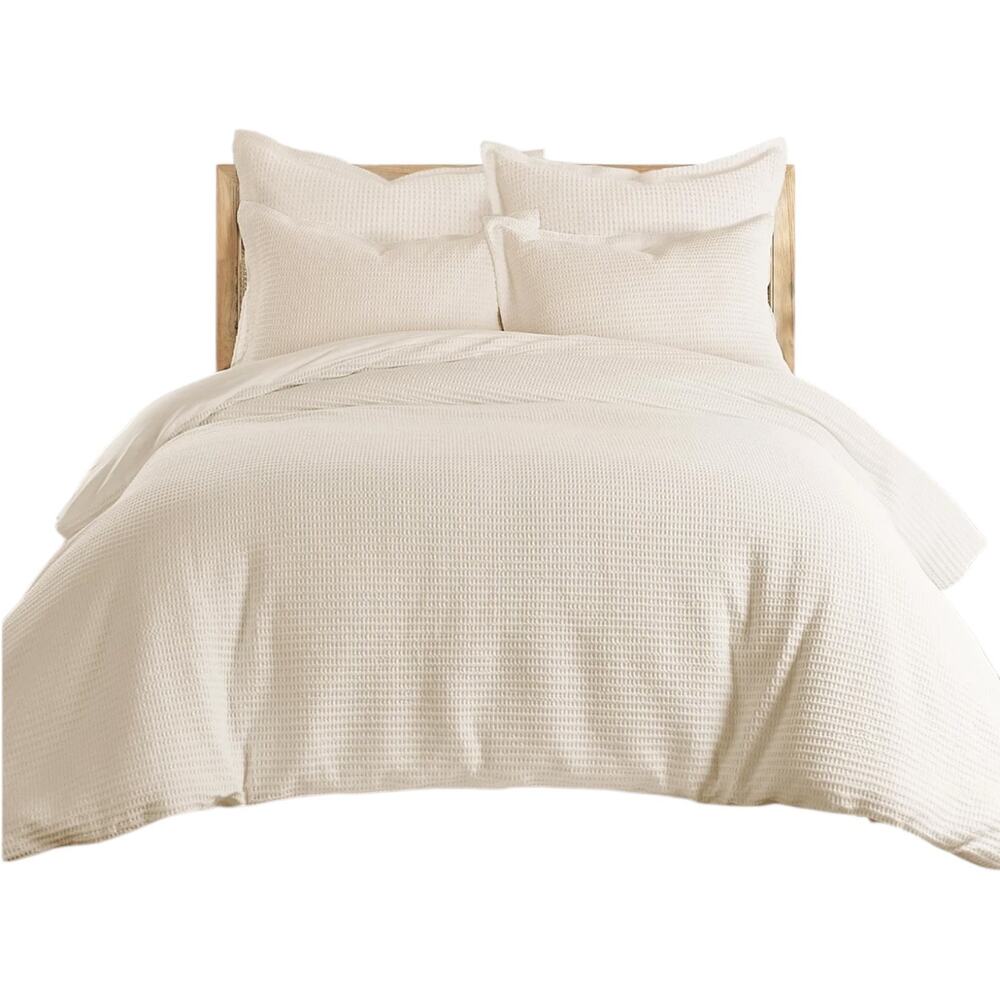 Levtex Cloud Waffle Textured 2 Pc Duvet Cover Set Cream Twin/Twin XL